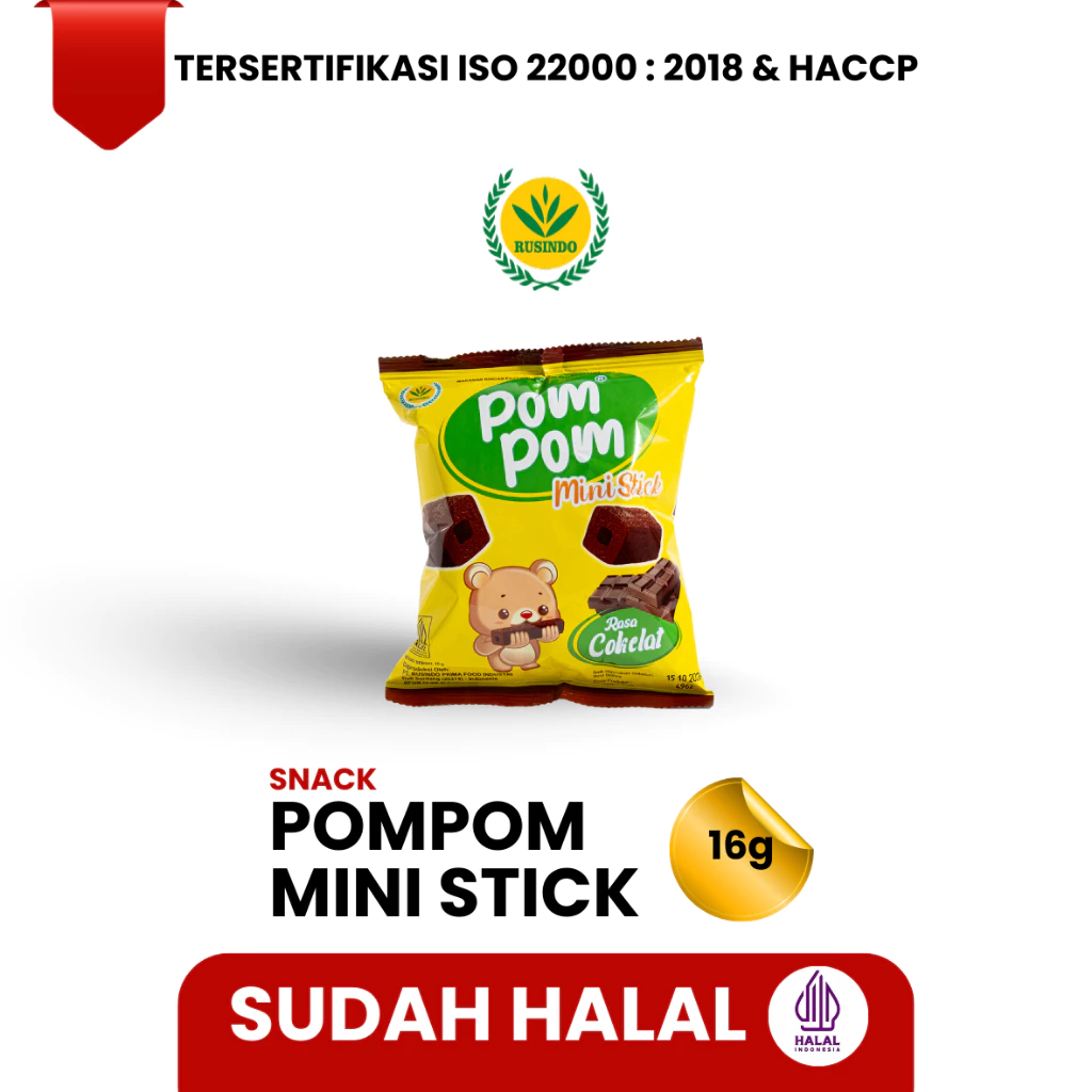 Pompom Mini Stick Rasa Cokelat
